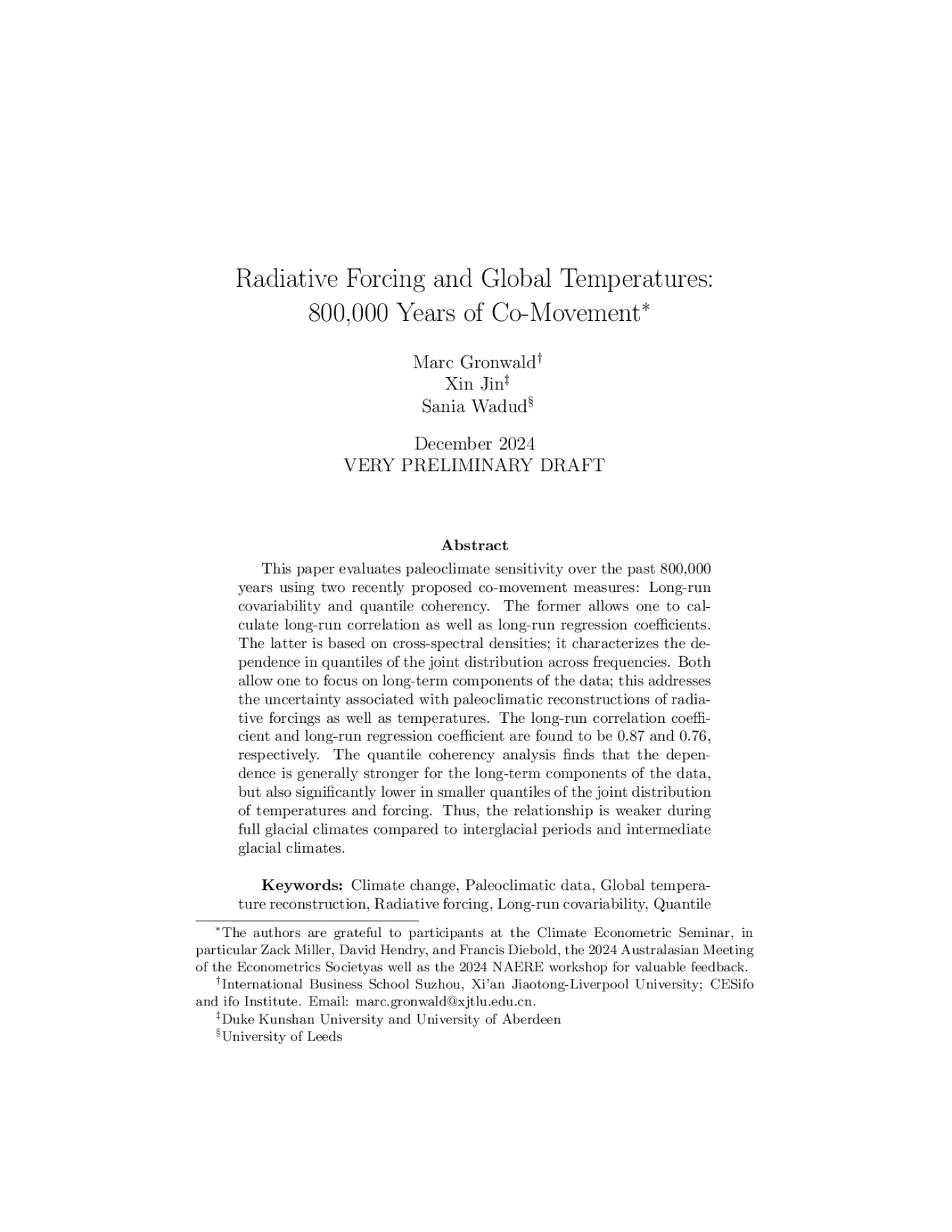 Radiative Forcing and Global Temperatures: 800,000 Years of Co-Movement ...